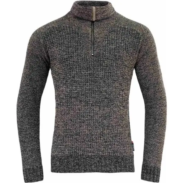 Devold BISPEN WOOL ZIP NECK Pánsky vlnený sveter, tmavo sivá, veľkosť