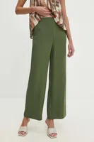 Kalhoty s lněnou směsí Answear.LAB zelená barva, jednoduché, high waist