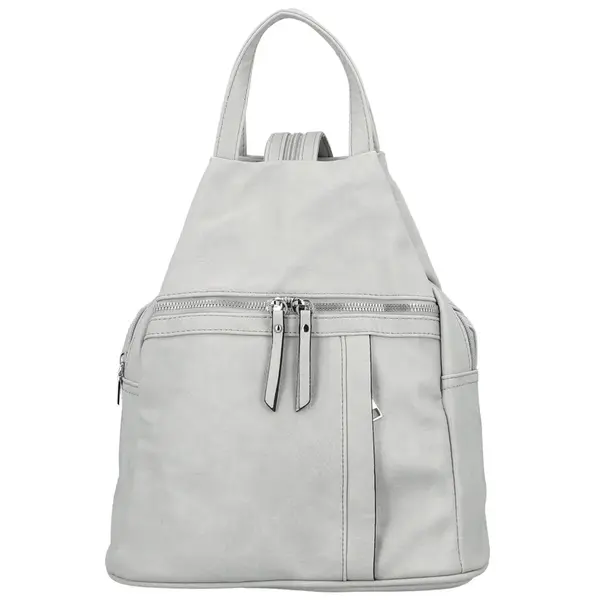 Stylový dámský koženkový batoh Narcisa, světle šedý