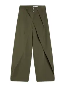 Bershka Plisované nohavice  kaki
