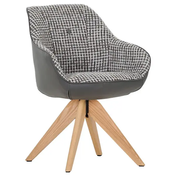 Novel ŽIDLE S PODRUČKAMI, žinylka, vzhled kůže, šedá, bílá, barvy dubu