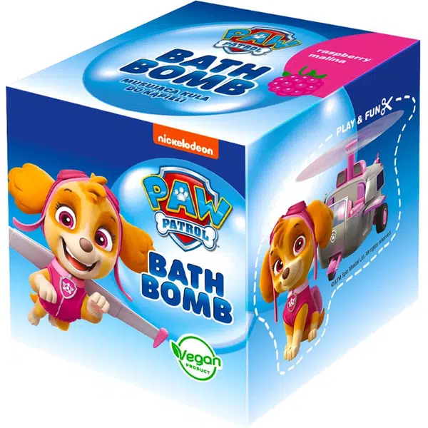 Nickelodeon Paw Patrol Bath Bomb bomba do kúpeľa Raspberry - Skye 165 g