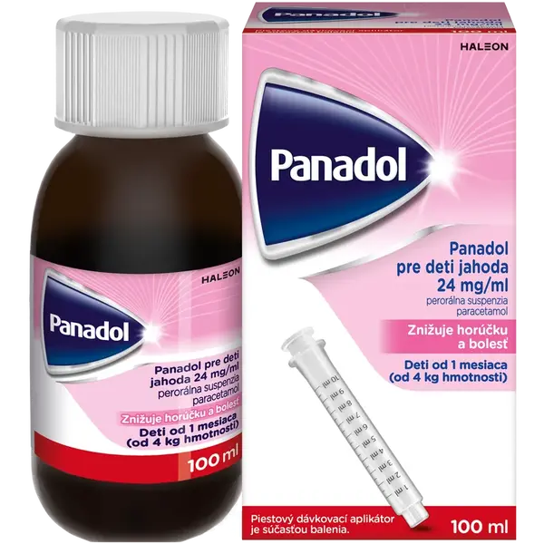 PANADOL pre deti jahoda, od 3M+, proti horúčke a bolesti zúbkov, suspenzia 100 ml