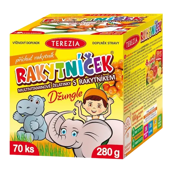 TEREZIA Rakytníček Džungľa multivitamínové želatínky s rakytníkom 70 ks