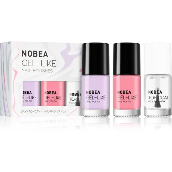 NOBEA Day-to-Day 3-Piece Nail Polish set with Top coat sada lakov na nechty 3x6 ml