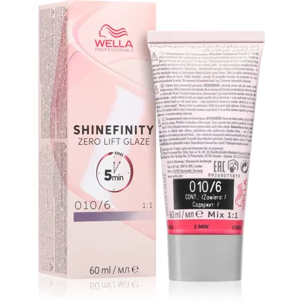 Wella Professionals Shinefinity Zero Lift Glaze demipermanentná farba na vlasy odtieň 010/6 Lavender Flash 60 ml