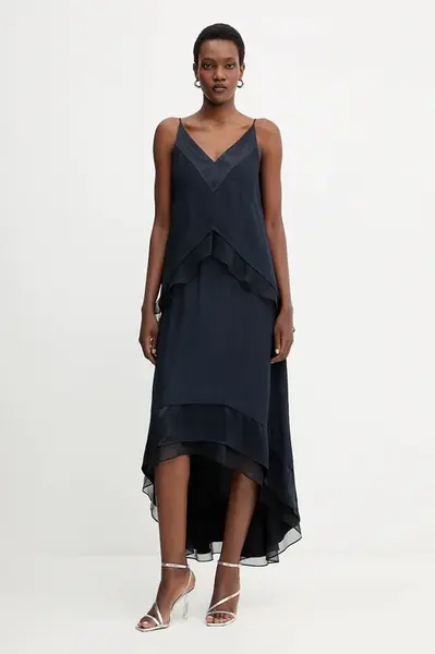 Šaty BOSS Dekalya tmavomodrá barva, maxi, 50542856