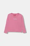 Dětské bavlněné tričko s dlouhým rukávem Diesel TIVALSYLS T-SHIRT růžová barva, J02431