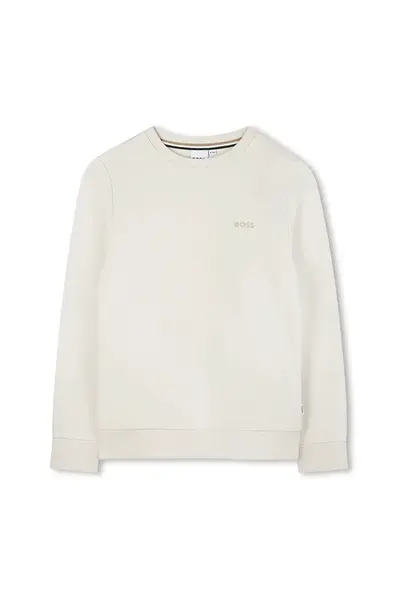 Dětská mikina BOSS béžová barva, hladká, J52348