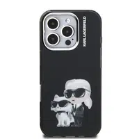 Zadní kryt Karl Lagerfeld IML Aquarelle Karl and Choupette pro Apple iPhone 16 Pro Max, černá