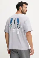 Bavlněné tričko The North Face pánské, modrá barva, s potiskem, NF0A8F2GBOB1
