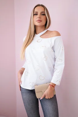 marka niezdefiniowana Halenka s potiskem srdce bílá