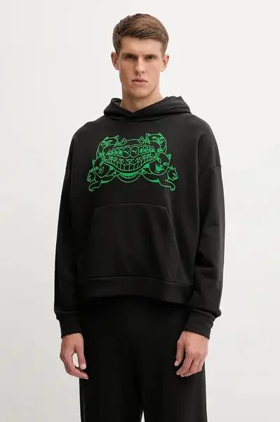 Bavlněná mikina Puma x RIPNDIP pánská, černá barva, s kapucí, s aplikací, 632414
