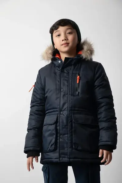 Dětská bunda Coccodrillo tmavomodrá barva, OUTERWEAR BOY JUNIOR