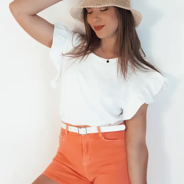 Szorty jeansowe damskie GLAMWEAR pomarańczowe Dstreet