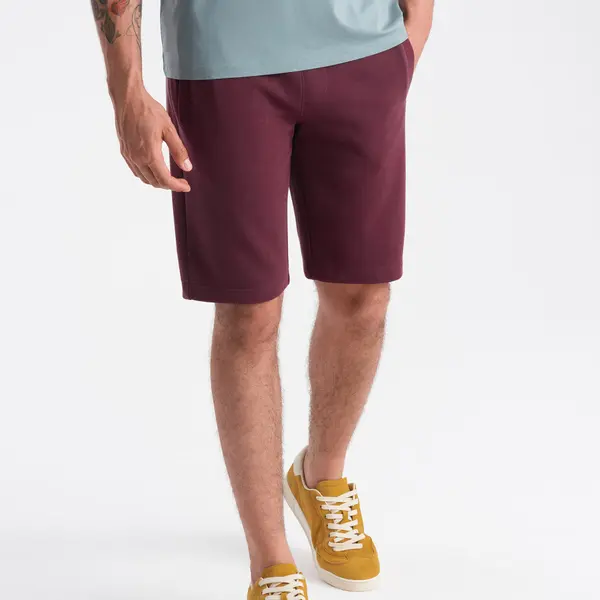 Ombre Men's pre-knee BASIC sweat shorts - maroon