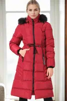 Z6758 DEWBERRY WOMEN'S COAT-PLAIN BURGUNDY