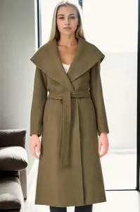 Z6679 DEWBERRY WOMEN'S COAT-KHAKI-1