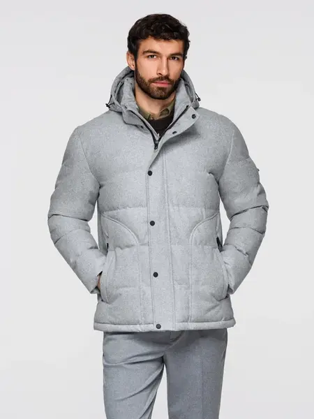 Ombre Men's lightweight jacket with mesh lining and hood - grey