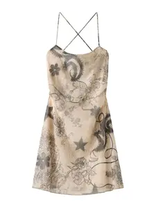 Bershka Letné šaty  tmelová / čierna