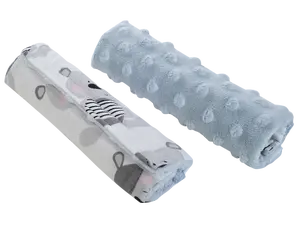 Medi Partners Stroller belt protectors (2 pcs.) cotton + minky – Teddy + blue minky