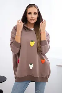 Zateplená mikina s mocca motivem jahod