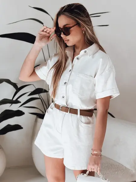 Krátký džínový overal s páskem DINOZE