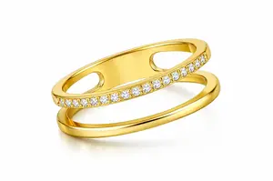 Troli Dvojitý minimalistický prsten z oceli Gold 52 mm