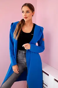 Dlouhý kardigan s kapucí fialovo-modrý