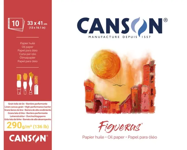 Skicák Canson Figueras, lepený - 41 x 33 cm, 290 g, 10 listů