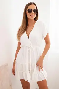 Šaty s psaníčkovým výstřihem ecru