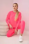 Komplet s oversize halenkou růžové neonové barvy