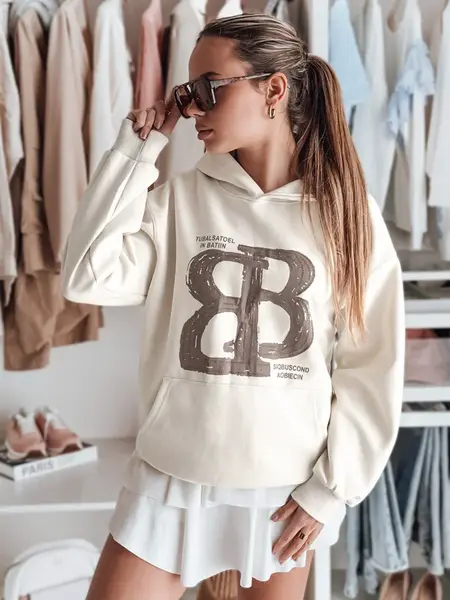 Dámská oversize mikina s kapucí LITESSO ecru