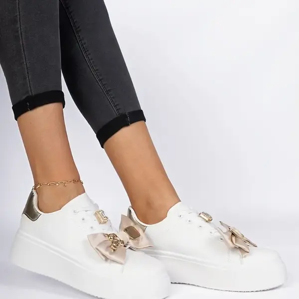 Gemre White and gold women's sneakers Milonel