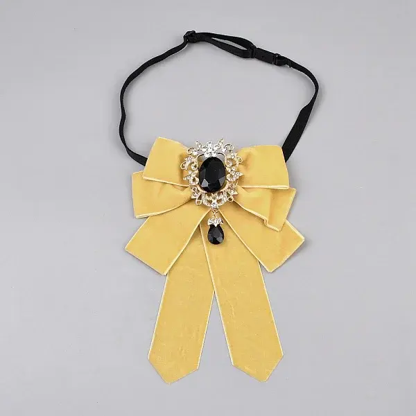 Polyester Bow Tie with Alloy Glass Brooch