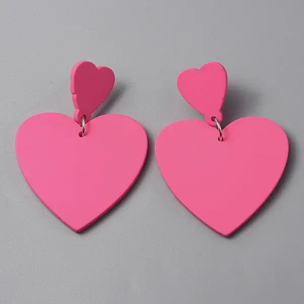 Acrylic Heart Dangle Stud Earrings