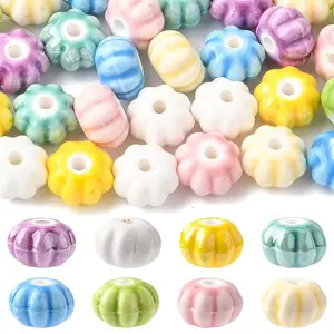 40Pcs 8 Colors Handmade Porcelain Ceramic Beads