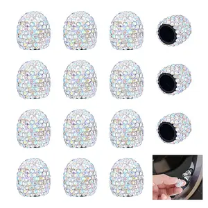 16Pcs Polymer Clay & Rhinestone Tire Valve Stem Caps