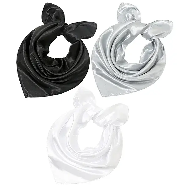 3Pcs 3 Colors Solid Color Satin Scraf