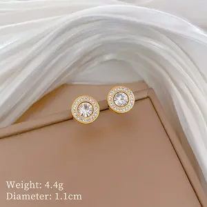 304 Stainless Steel & Clear Cubic Zirconia Stud Earrings