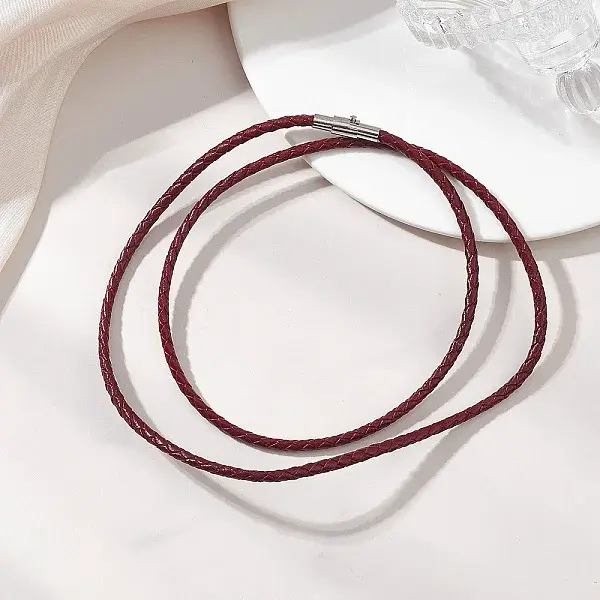 3MM Punk Rock Round Braided Leather Cord Necklaces