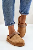 Boto Dámské pantofle vyhřívané kožíškem na platformě Camel Azida
