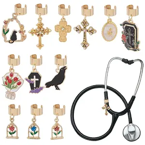 12Pcs Alloy Enamel Stethoscope Pendant Decorations