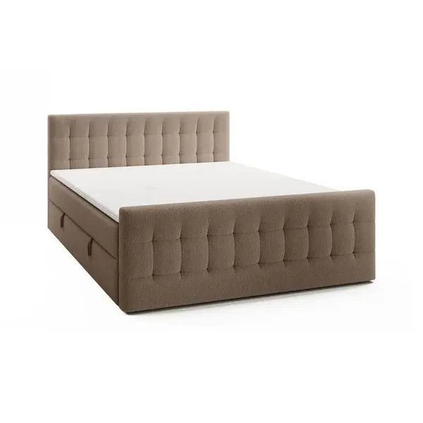 Fedve BOXSPRINGOVÁ POSTEL YAZO ROYAL 200x200 cm, Hnědá