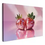 MuchoWow OBRAZ NA PLÁTNĚ Disco - Ovoce - Třpytky - Jahoda 120x80 cm