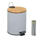Relaxdays KOŠ šedý 5 l softclose bambusové víko