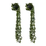 Relaxdays ROSTLINA Zelená 2dílná-sada umělý eukalyptus převislý v květináči černá