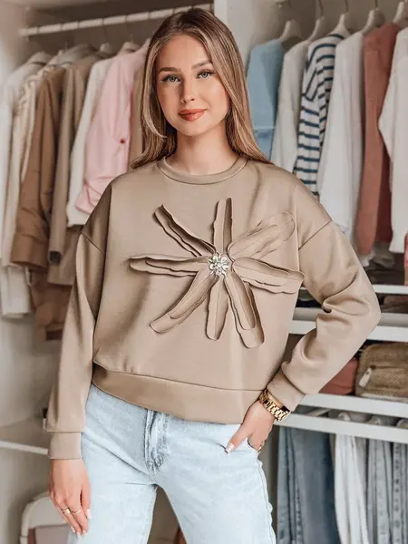 Dámská oversize mikina s květinovou aplikací