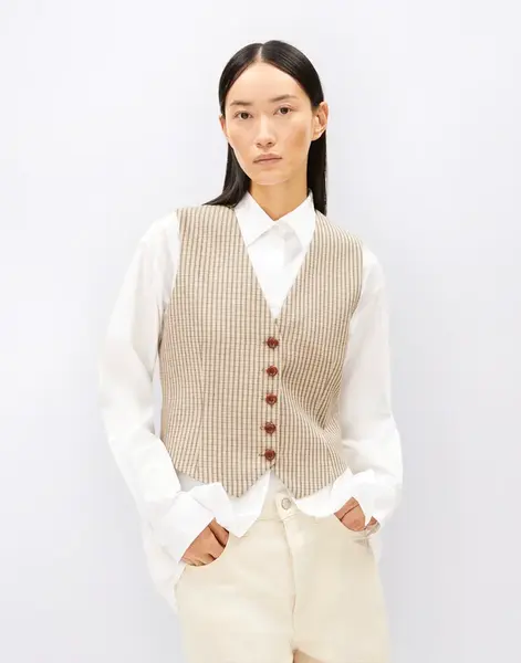 Armedangels Sineriaa Check 2248 sand stone L