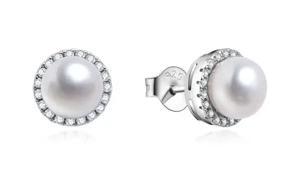 MOISS Elegantní stříbrné náušnice s perlami a zirkony EP000111
